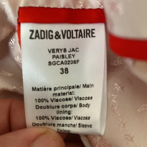 Zadig & Voltaire Verys Jac Paisley Blazer, Size M/38 - Picture 6 of 15